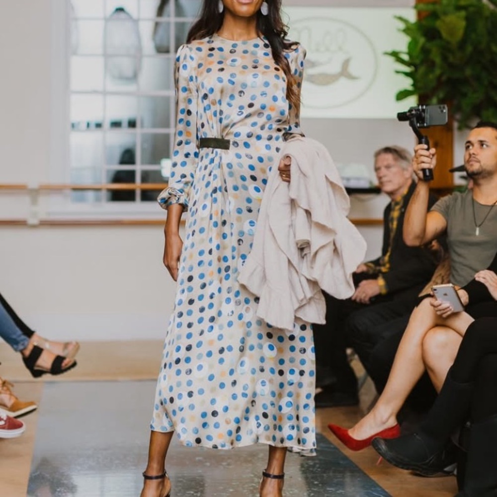 Hunter bell Elegant Polka Dot Maxi Dress as 4